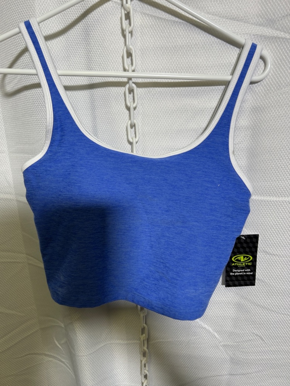 Athletic Works Blue Heather Sports Crop with White Trim